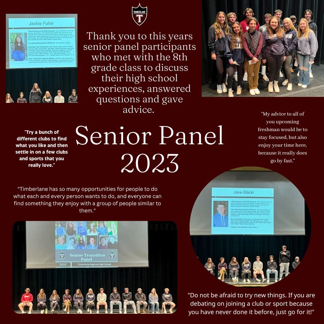 A great group of seniors participated in a senior panel today with the TRMS 8th grade class!