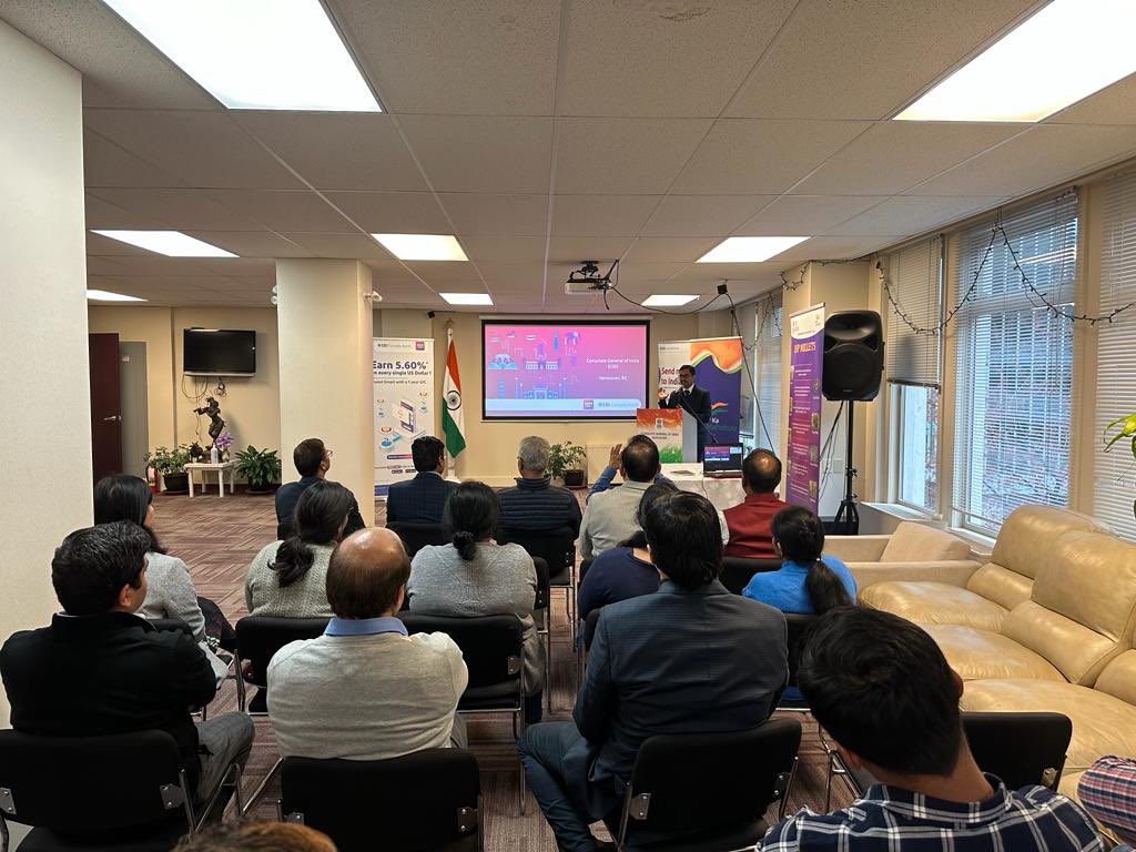 cgivancouver's tweet photo. @SBICanadaBank #Vancouver in partnership with @cgivancouver organized an info session on various financial products, esp the #SBIYONO app that provides seamlessly exp to customers to manage their accounts &amp; transactions. CG @ManishGIfs highlighted area of cooperation with SBI. https://t.co/BLrH9y3lPd
