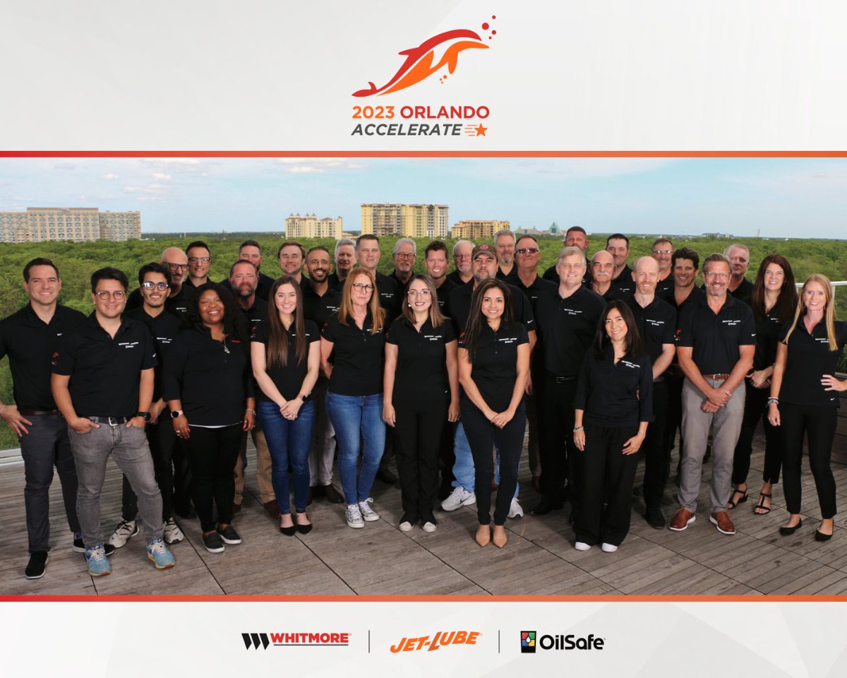 Jetlube_'s tweet photo. Productive week for the Executive, Sales &amp; Marketing teams of Whitmore Manufacturing in Orlando! Under the theme "ACCELERATE", we celebrated a successful 2022 &amp; finalized the strategy for each of our brands. #Accelerate23 #TeamBuilding #WhitmoreMFG #Whitmore #Jetlube #OilSafe https://t.co/wadQLfqTZa