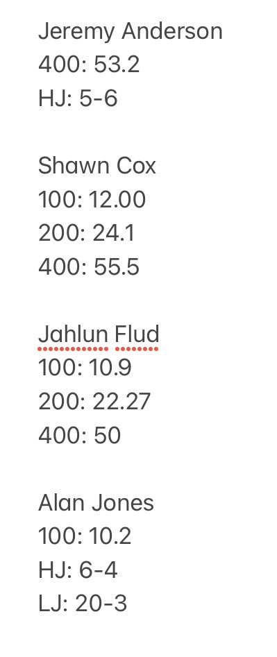 🚨Senior List🚨
List includes:
- Best⏱️
- Individual Events
Many of our athletes run on at least 1 relay
 
🟣 Many are unsigned and undecided

🟣 Region is next week and and we believe many of these times will drop and jumps will be better.

#TRACKANDFIELD  
#SLOWFEETDONTEAT
