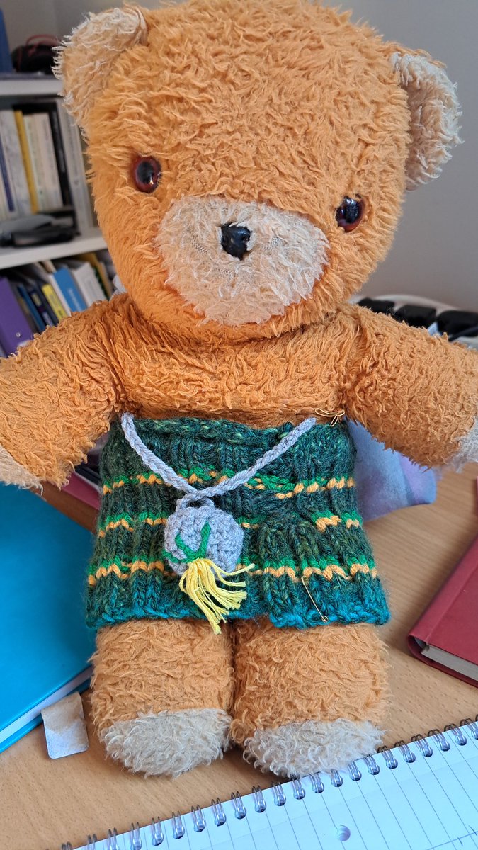 Teddy helping me with my learning and development today. Teddy sometimes gets 'angerxiety' which can be hard for him to cope with and stop him being his best bear. I said he's probably not alone. And his kilt is awesome.