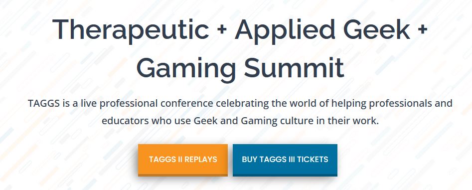 Here we go again. For the third year in a row I am listening to wonderful #ttrpg and #eduRPG presenters at the "Therapeutic and Applied Geek and Gaming Summit" (TAGGS) conference. 
At the moment: Giuseppe Femia and his research into "Reparative Play in Dungeons &amp; Dragons".