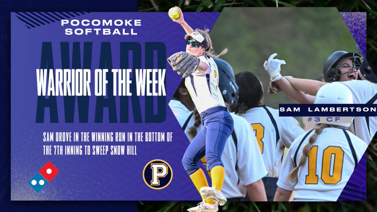 If you want to see an exciting finish, you need to head out to the softball field. Our Warrior of the Week Sam Lambertson drove in the winning run in the bottom of the seventh inning to secure the victory over Snow Hill. CONGRATULATIONS SAM! IT IS PIZZA TIME!