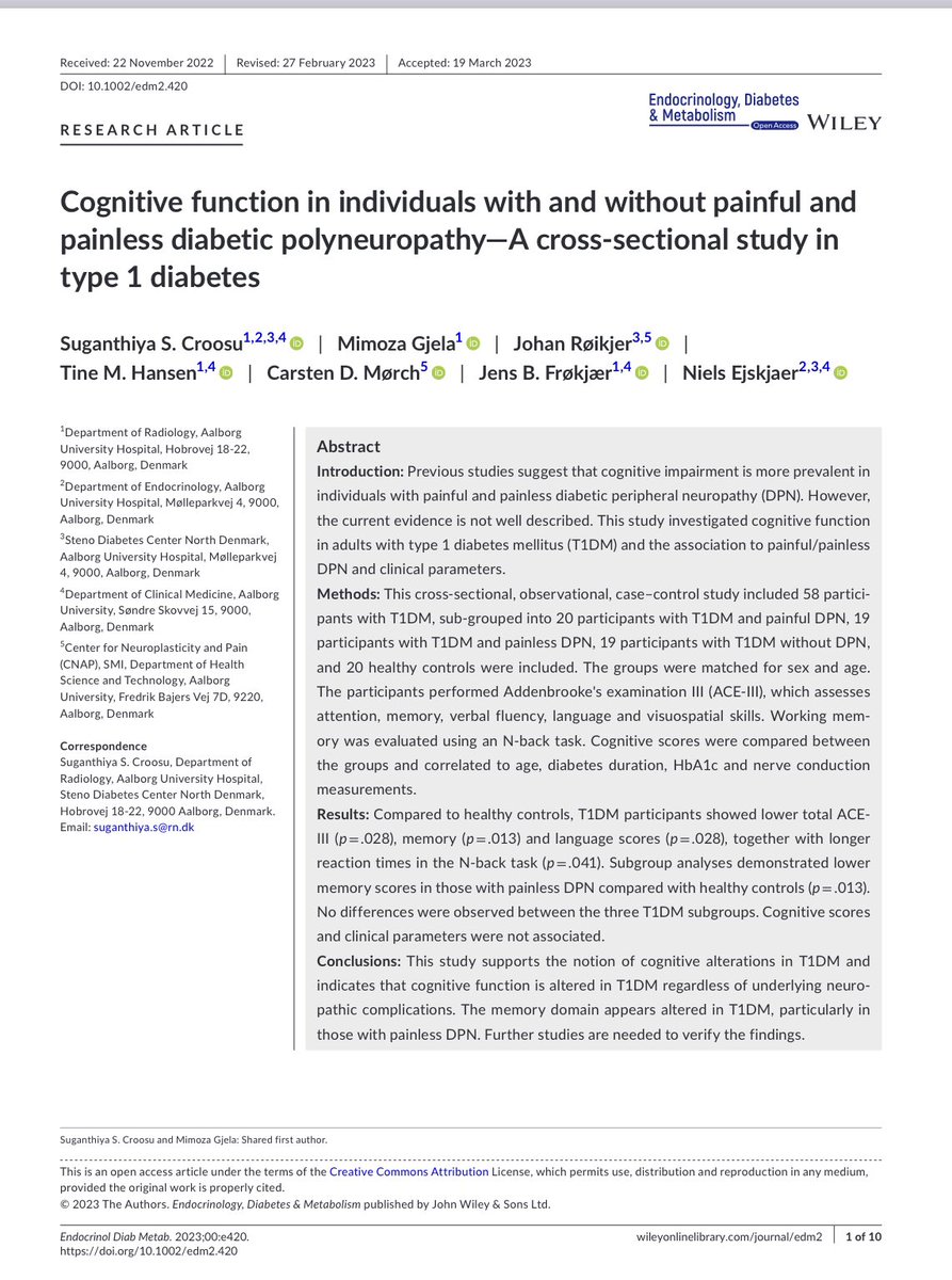 NielsEjskjaer's tweet photo. Hot off the press: The 7th #MEDONproject #Diabetes #Neuropathy publication:
“Changes in cognitive function in T1DM, in pursuit of prevention/management, huge needs”
▶️ FULL TEXT https://t.co/N5QefsGxJh
▶️ https://t.co/GE9auT9JsY
- #StenoNord #SDCN @AalborgUH @Reg_Nord @Reg_Nord https://t.co/sBdXLTZlvr