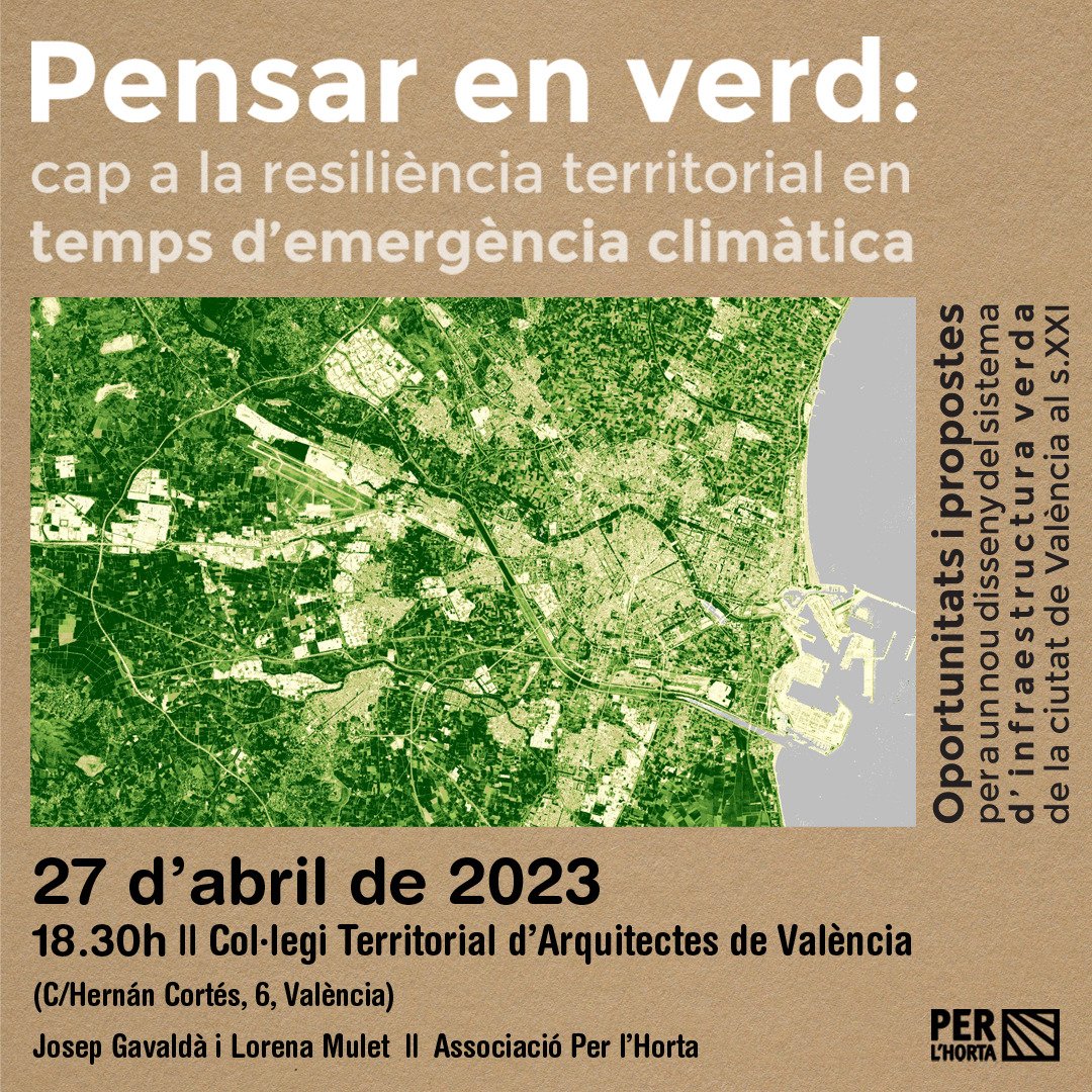 perlhorta's tweet photo. El proper dijous 27 us esperem per parlar de sostenibilitat i reverdiment de la ciutat al @ArquitectosCTAV 
Sí, també de la ZAL. https://t.co/jIKtRTDyPU