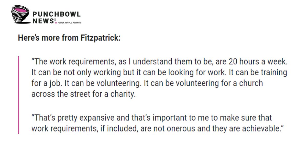 IndivisibleBUX's tweet photo. #PA01 #UNREPRESENTATIVE Brian Fitzpatrick defends work requirements for social safety net programs, as a part of the #MAGArepublican budget demands to avert the #MAGAdefaultcrisis.
How are folks getting benefits because of a *terminal condition* supposed to find a job, Brian? https://t.co/Epn86uazED