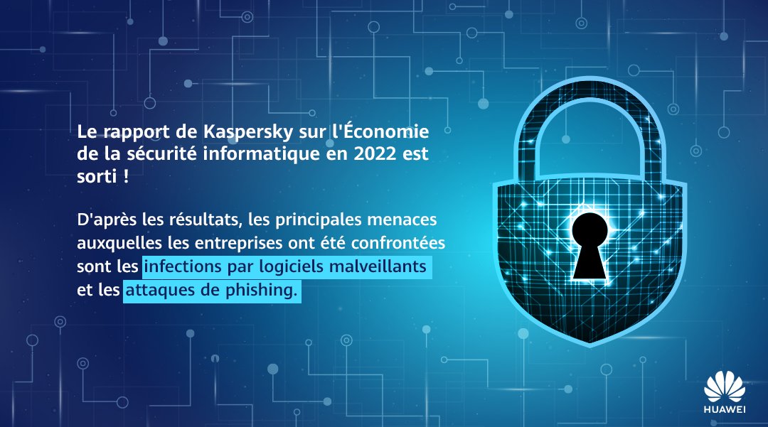 HuaweiNA's tweet photo. 📰 #CultureCyber
Les principales menaces auxquelles les entreprises ont été confrontées sont les infections par logiciels malveillants et les attaques de #phishing. Ces menaces sont apparues comme les plus fréquentes pour la sécurité informatique des entreprises.
#CyberWithHNA https://t.co/WsMMaMowDD