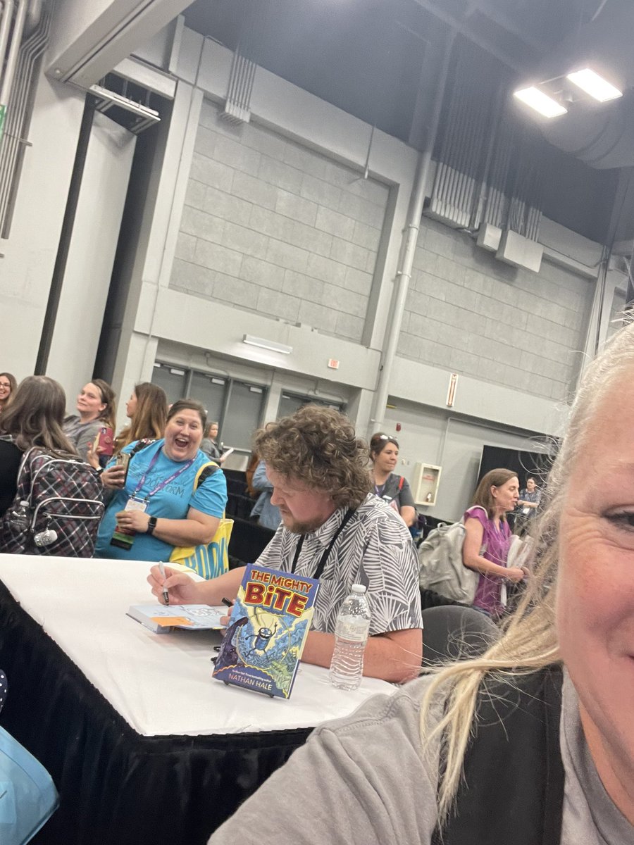 BRTigerLib's tweet photo. I got a picture with Tommy Greenwald and Nathan Hale(sort of😂)! #TurneyAtTLA #Dinged #HazardousTales https://t.co/KJeJZyYj6u