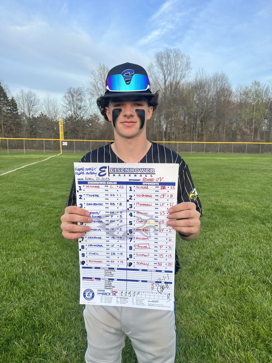JV POTG for Game 2 of the DH was <a href="/jimmymcguire3_/">Jimmy McGuire</a> ! Jimmy was dominant on the mound from start to finish! Jimmy pitched the complete one hit shutout against the Bulldogs. Jimmy went 5I, 1H, 0BB, and ended the day with 6Ks! Congratulations Jimmy Mac!!! Go IKE🦅⚾️