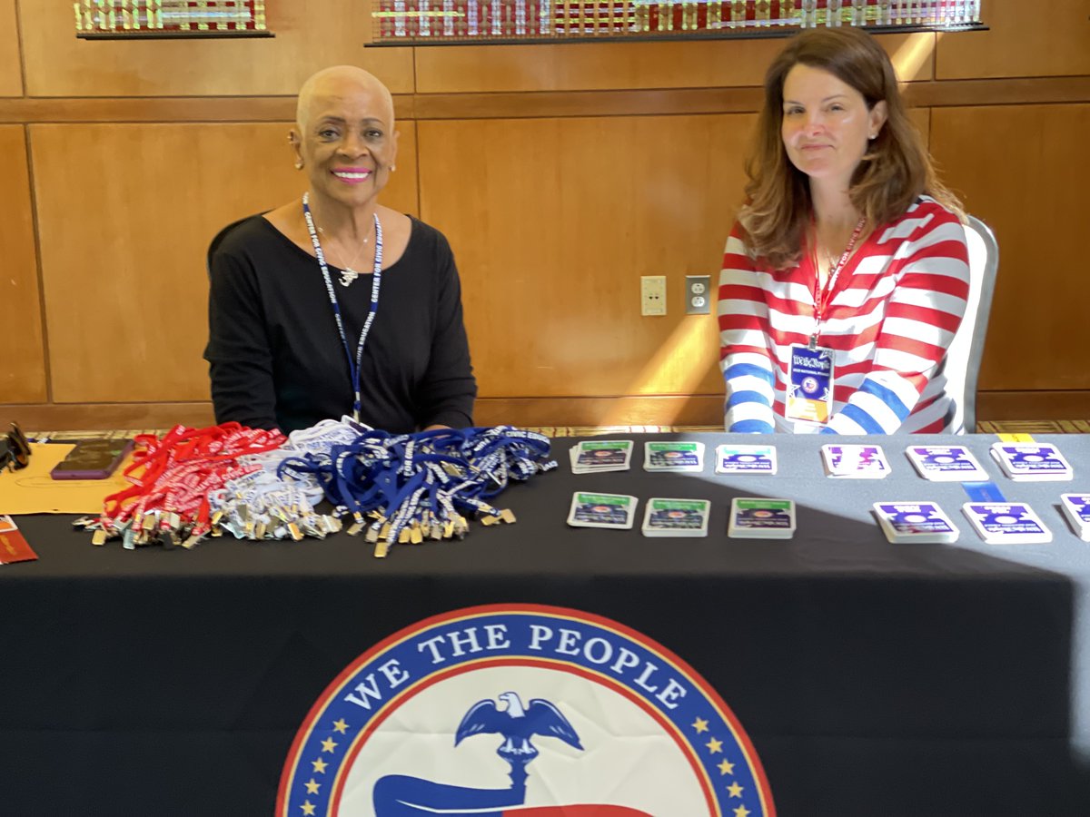 HernanS_30's tweet photo. Some behind-the-scenes work before welcoming our students, teachers, and families tomorrow for the We the People National Finals. 🇺🇸💙  #WTPFINALS #WeThePeople #educators @CivicEducation https://t.co/vnn9wjg2IP