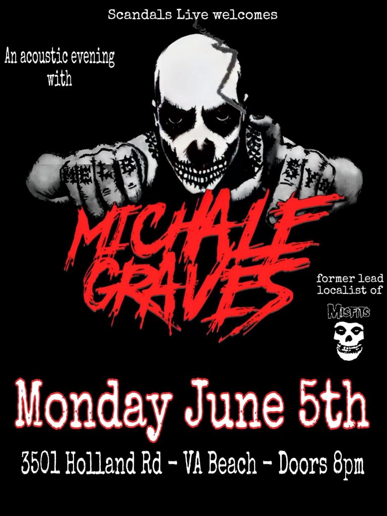 JUST ANNOUNCED; @RadioDeadly will be doing an unplugged performance at Scandals Live in Va. Beach on June 5th. #michalegraves #misfits #punk #USA #music #Virginia #livemusic #musictwitter #unplugged