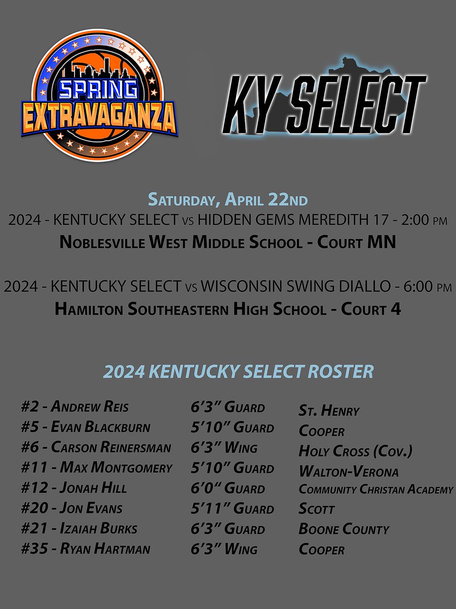 2024 Kentucky Select schedule for the <a href="/Ohio_Basketball/">OhioBasketball.com</a> Spring Extravaganza! #SpringEx23