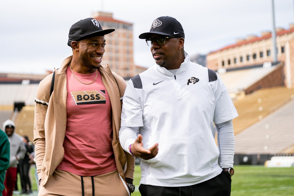CUBuffsFootball's tweet photo. A few familiar faces at practice today 👀

#GoBuffs https://t.co/NhnMqojznt