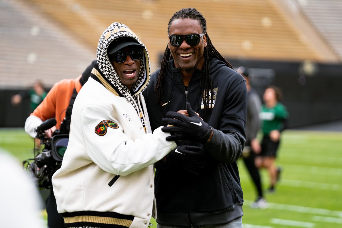 CUBuffsFootball's tweet photo. A few familiar faces at practice today 👀

#GoBuffs https://t.co/NhnMqojznt