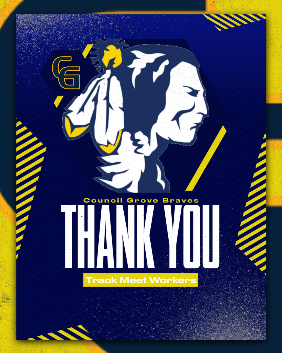 Thank you to our staff, students, and community members who volunteered to work the Council Grove Invitational Track Meet yesterday! YOU ran a flawless meet for our area athletes. GO BRAVES!
