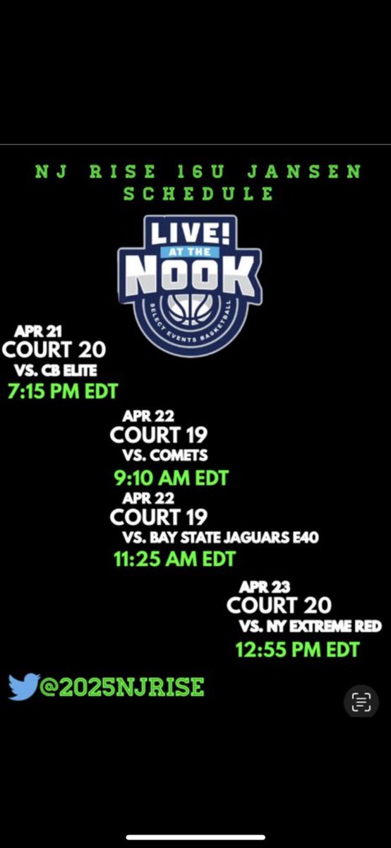 LolaMacRae9's tweet photo. Here is my schedule for this weekend at Spooky Nook! @2025NJRise @katelyn_linney https://t.co/hgEjXzRohi
