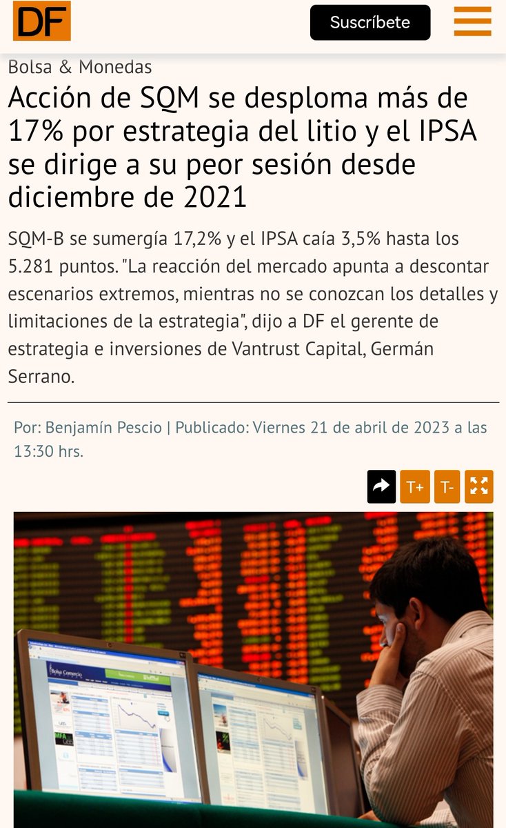 AlanCespedes_Ar's tweet photo. ¿Y qué esperaban si ayer el elefante entró a la cristalería?
@GabrielBoric y su nacionalización del Litio provocó una intervención planeada en el mercado bursátil. El Estado amenazando que meterá sus garras en la industria minera.
Que la CPC lo siga aplaudiendo. 
#Litio https://t.co/ht4vp1ZAAh