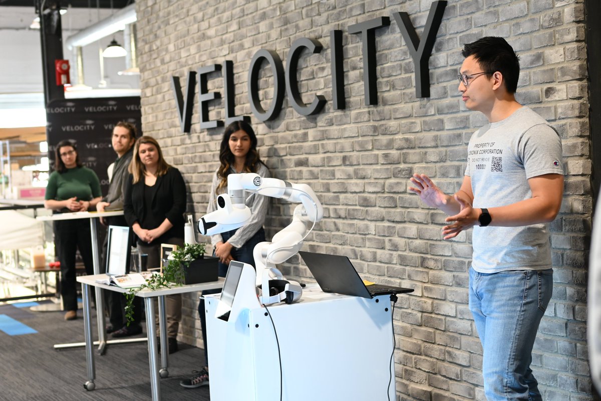 UWVelocity's tweet photo. Today Velocity welcomed Ontario's Big City Mayors who toured our downtown Kitchener space and met with founders of @EquatorMaps, @CeragenGrow, @thealttex,  and @cobionix. https://t.co/DLaDE6vrOf