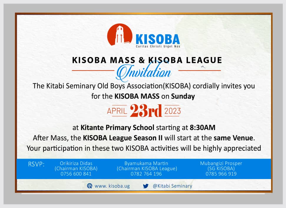 KISOBALeague's tweet photo. As we open our Season II, join us exactly at 8:30AM. A beautiful day awaits. We therefore invite you.
#KISOBALeague #KITABISeminary AG https://t.co/FptMK0r5IA