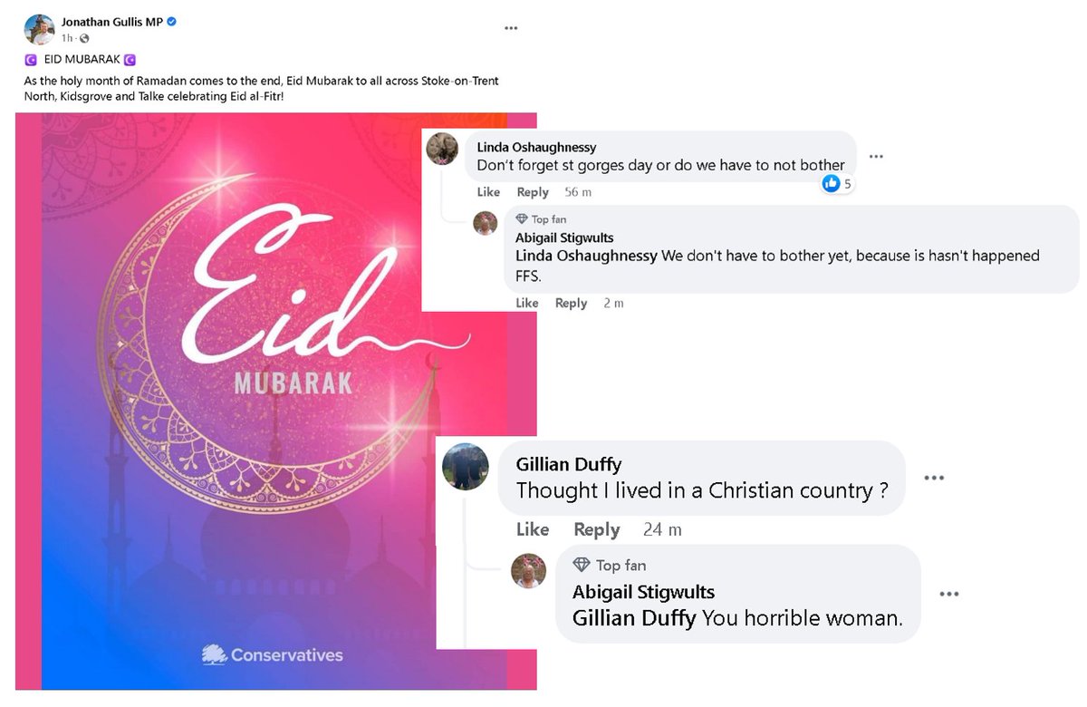 Gullis pokes his racist fanbase. At least they are getting some challenge; not from him obviously. Feel free to go and chat with them facebook.com/jonathangullis #Gullis #GullisOut #EidMubarak #ToriesOut288