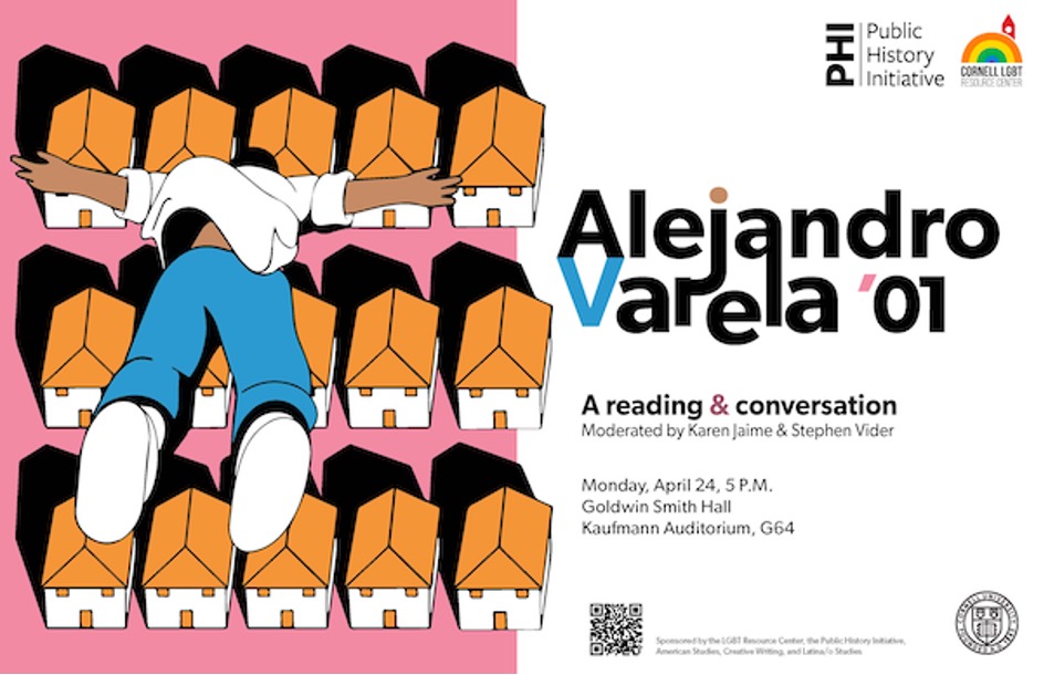 EnglishCornell's tweet photo. Alejandro Varela '01: A reading &amp; conversation
Moderated by Karen Jaime and Stephen Vider
Monday April 24, 5 pm
Goldwin Smith Hall
Kaufmann Auditorium, G64 https://t.co/JBRQewrljc