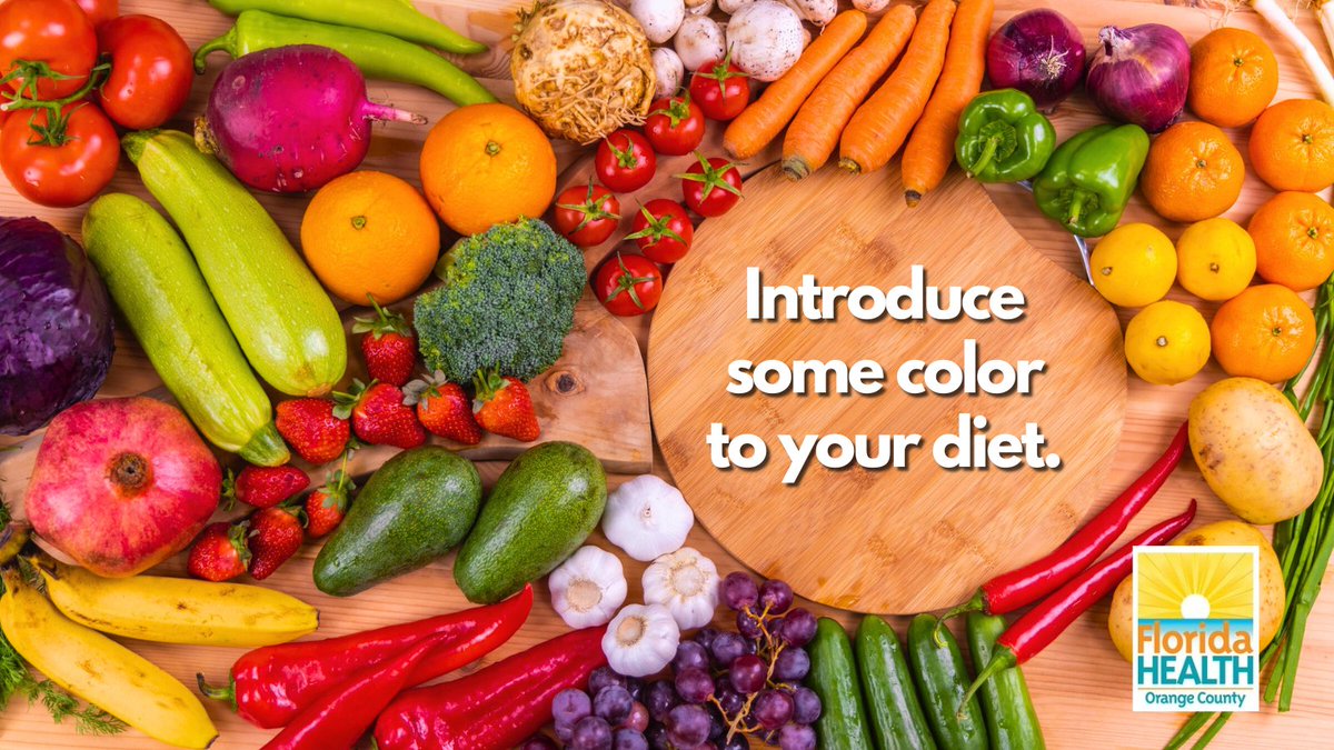 DohOrange's tweet image. Different colors in food are tied to different nutritional functions and benefits.
Be sure to include as much color in fruits and vegetables in your diet to take advantage of these health benefits. 

#AddColor @healthyworange @OrangeCoFL