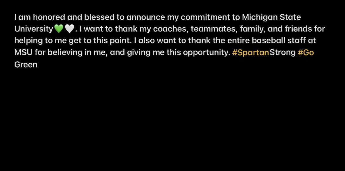 DylanKaminski5's tweet photo. COMMITTED!!💚🤍#SpartanStrong #GoGreen https://t.co/PdG8GmNDE8