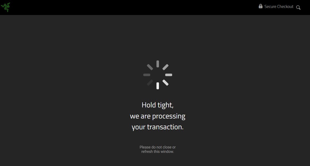 Ghost282's tweet photo. @Razer can I close this screen and get my money back if you aren't going to give me a order confirmation? https://t.co/7EYZ2AJ9Q5