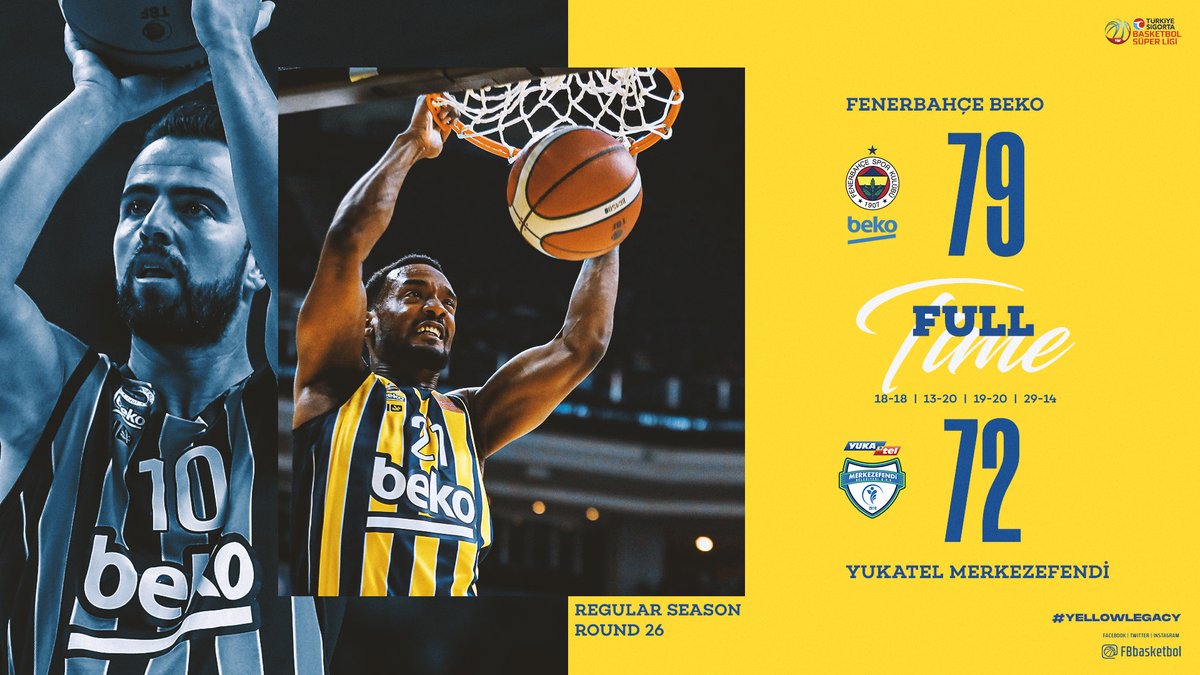 Maç bizim! 💪

Tebrikler Fenerbahçe Beko! 👏

Maç Sonucu | Fenerbahçe Beko 🆚 Yukatel Merkezefendi: 79-72  

Skor dağılımımız: Hayes-Davis 24, Melih 20, Motley 17, Pierre 10, Dorsey 5, Şehmus 3. #YellowLegacy