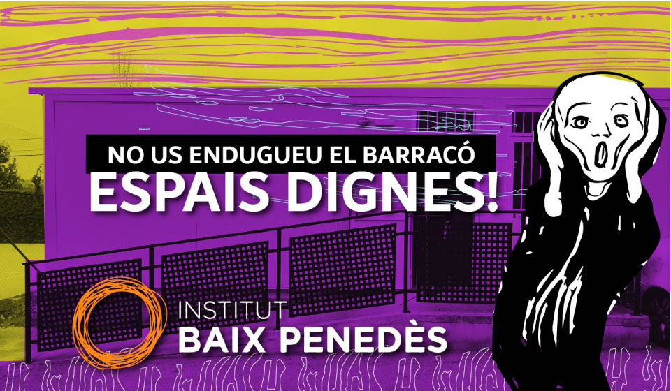 jordimartifont_'s tweet photo. Doncs això, @Ins_BaixPenedes. Si se l'enduen, perdem l'aula de música i la de dansa. "Ocurrències", que diria l'Armand. Volem espais per a les Arts Escèniques i la resta d'ensenyaments del centre, no perdre els que tenim, encara que siguin barracons, a canvi de res. https://t.co/QcsEgvn9MW