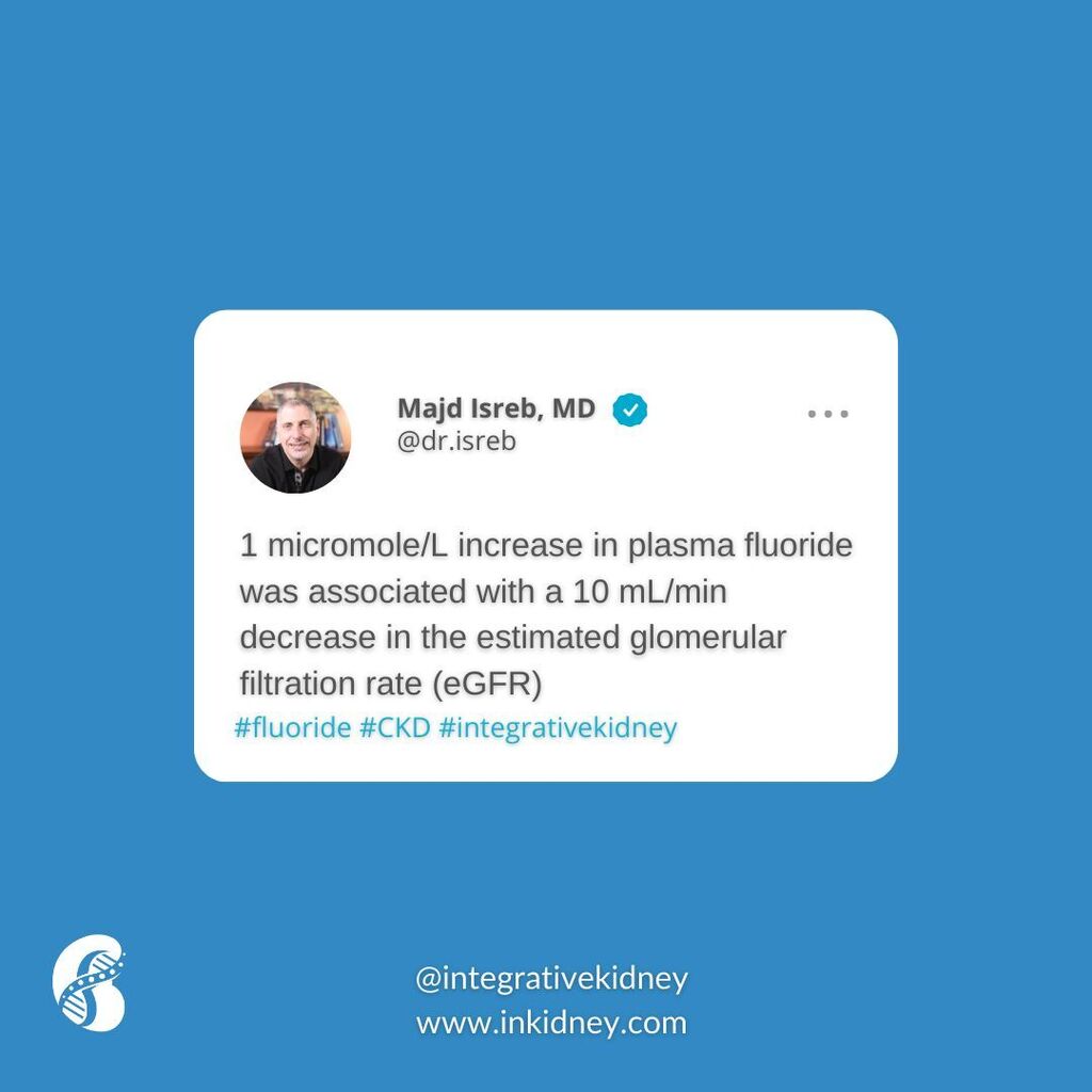 InKidney's tweet photo. A recent study analyzed the National Health and Nutrition Examination Survey (NHANES) 2013-2016 data of adolescents who had plasma and water fluoride measurements. 

Investigators found that each 1 micromole/L increase in plasma fluoride was associated w… https://t.co/YweIdl2oWF https://t.co/YFN0jjoC8y