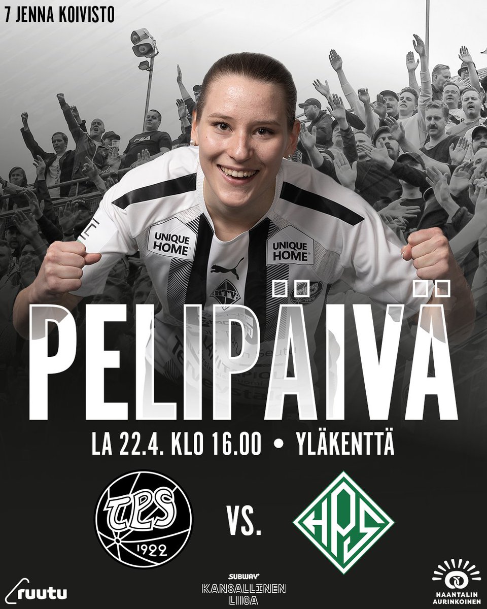 PELIPÄIVÄ! Kansallisen Liigan kotiavaus pelataan tänään Yläkentällä, tuu mukaan!

⚽️ TPS – HPS
🏟 Urheilupuiston Yläkenttä
⏰ La 22.4. klo 16.00

➡️ Otteluinfo: fc.tps.fi/fi/uutiset/nai…

#FCTPS #KansallinenLiiga #Turku #TKOMV