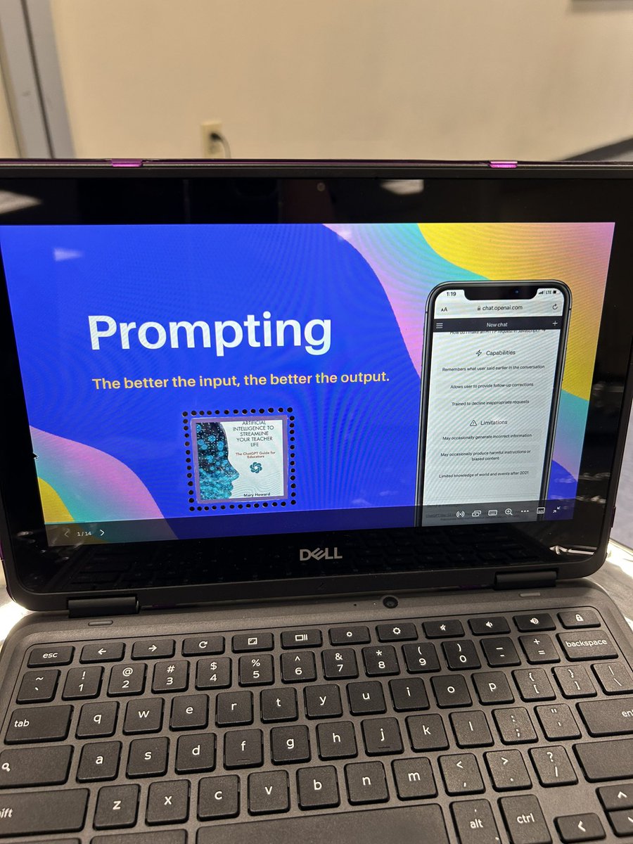 haug_jamie's tweet photo. We had such an amazing turnout for our #AIcarousel today.  Teachers came and learned more about #ChatGPT and other #GenerativeAI tools.  The uses of these tools for educators is endless! https://t.co/QlgH9Xr21x