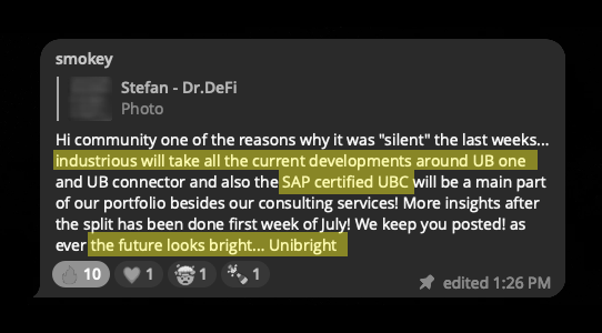 andromeda_IX's tweet photo. TRANSLATION : $UBT and partner Concircle have SO many clients/interest within the MINING &amp; METALS industry, they have to create a spin-off department focused on implementing @UnibrightIO ONE, @BaseledgerNet , con UBC (SAP) tools around this industry specifically. 

Adoption. https://t.co/oIndphXgF9