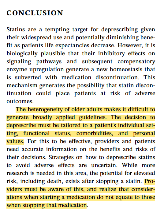 wjdeardorff's tweet photo. "Deprescribing statins, considerations for informed decision making" (JAGS 2023) - "considerations when starting a medication do not equate to those when stopping that medication" - https://t.co/2uCzwRJlGk https://t.co/z52szKStV0