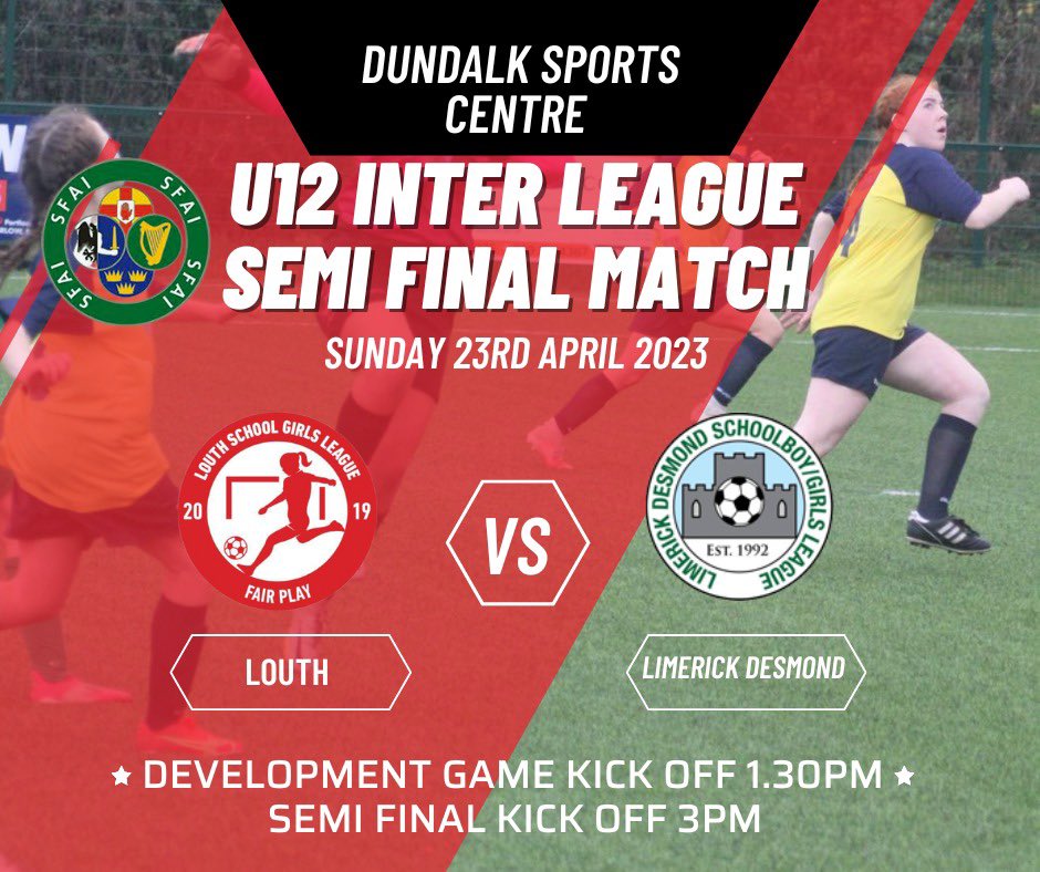 secretarylsgl's tweet photo. Next up our U12’s take on Limerick Desmond in their @SFAIreland Inter league Semi! It’s a big weekend for the league, let’s get behind our girls 👊
All support welcome 🔴⚪️⚽️👏
📍Dundalk Sports Centre
📆Sunday 23rd
🕰️ 3pm https://t.co/4HfkNPActX