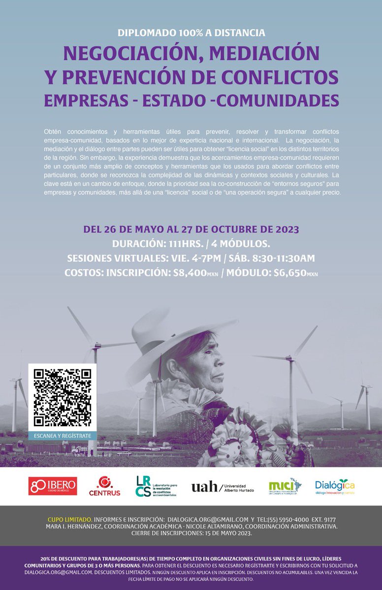 SergioHuesca1's tweet photo. Les comparto con mucha emoción que ya está disponible la inscripción a la Segunda edición del “Diplomado de Negociación, Mediación y Prevención de Conflictos Empresas-Estado- ñComunidades”. 

Espero podamos coincidir ☺️

Acá el link

https://t.co/lMsULR2nzS https://t.co/Bt1Rva3tuC