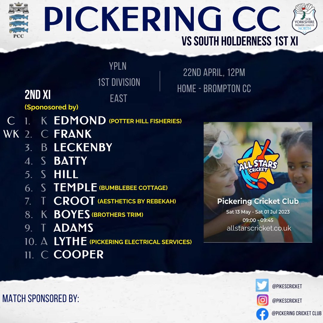 PikesCricket's tweet photo. The 2023 season starts here!!!

The Pikes first 2 squads of the year 

#pcc #utp #newseason #cricketagain https://t.co/CEX6UM4hRR