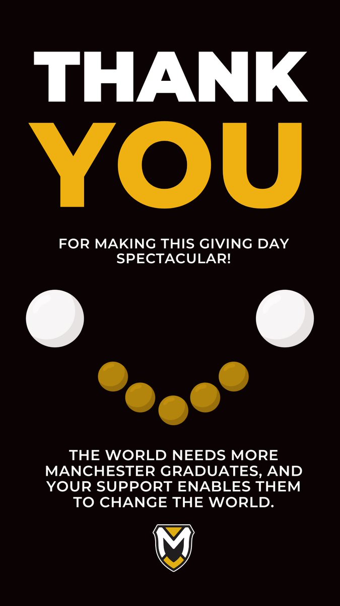 More than 300 donors gave over $175,000 and made for an amazing Giving Day 2023! Your support makes a vibrant and transformative education possible for our students, and you continue to show your love for Manchester. Thank you! bit.ly/3N3kiYB
