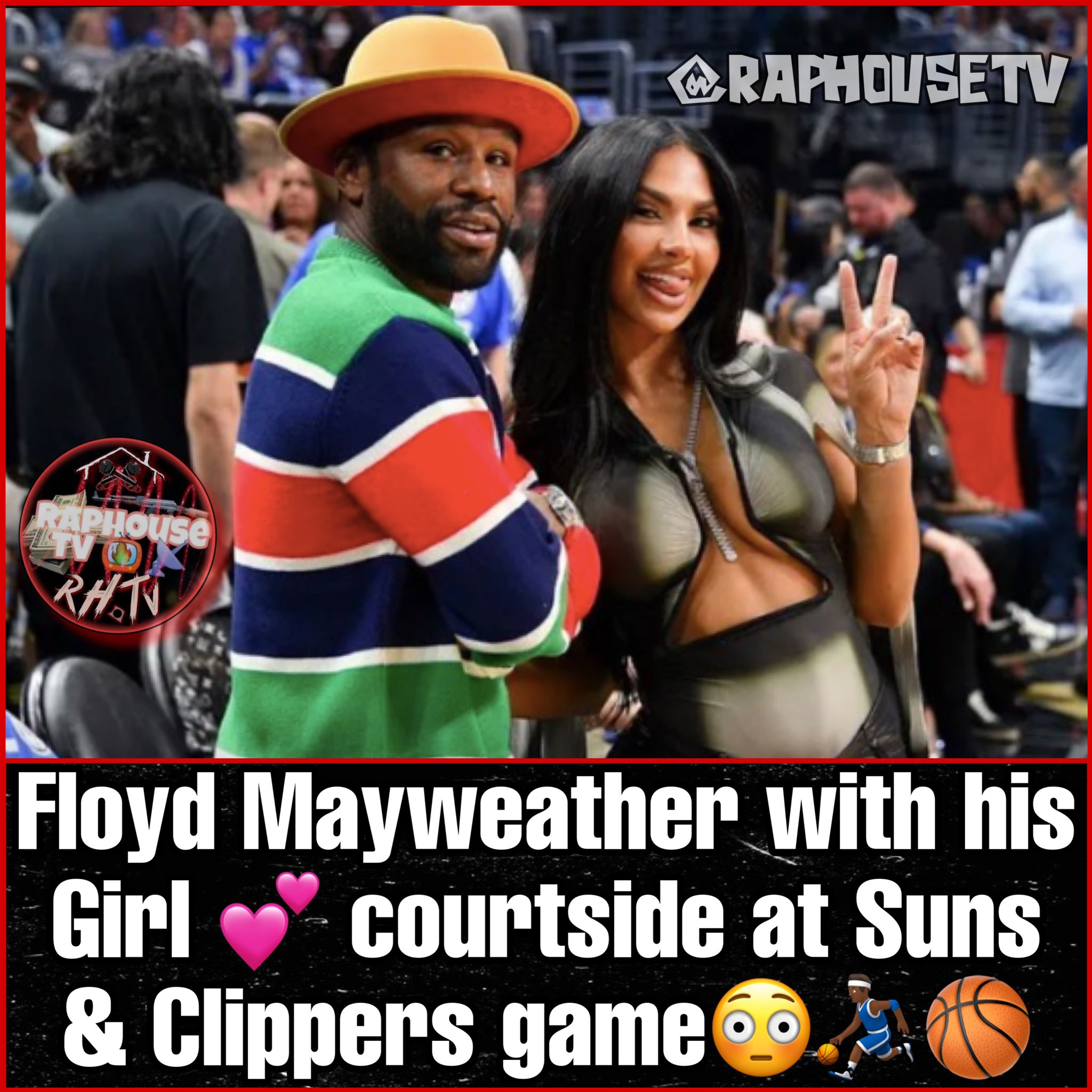 Floyd Mayweather looks downcast while sitting courtside at Los Angeles  Clippers