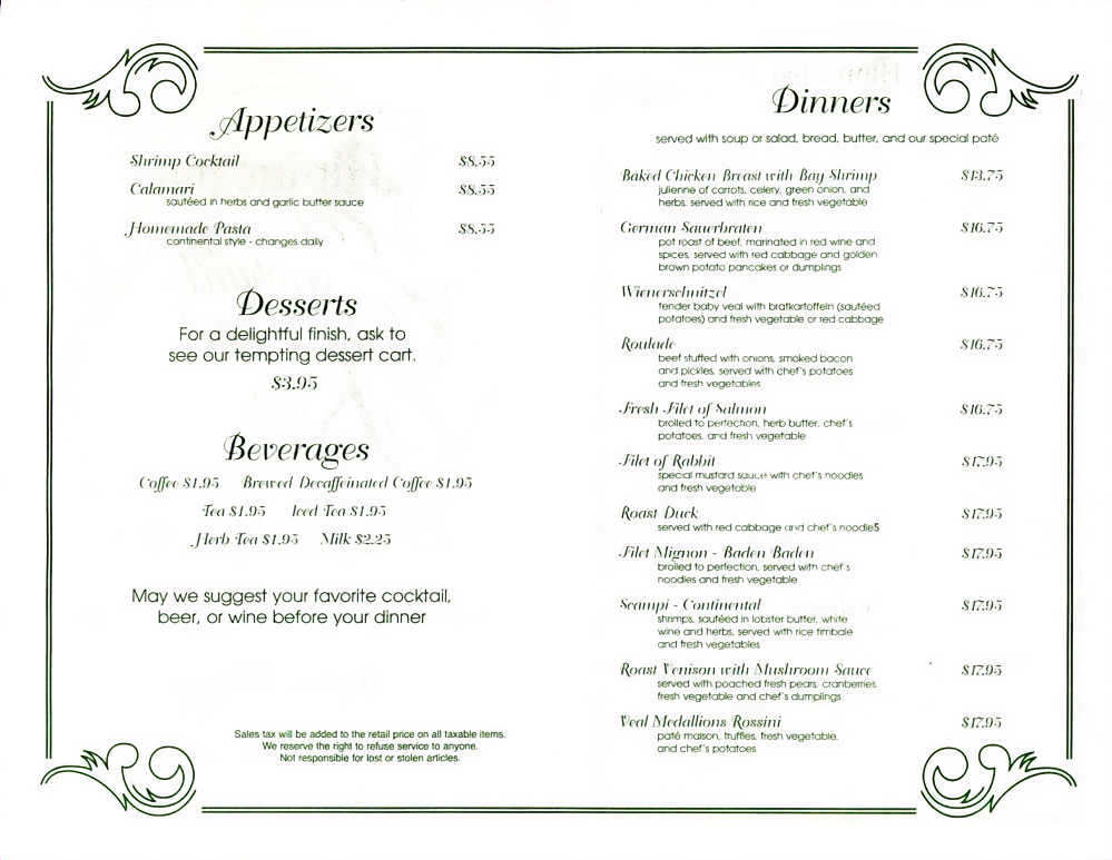 LAPL Photos on Twitter "[2010] Lunch/Dinner menu Alpine Village Inn