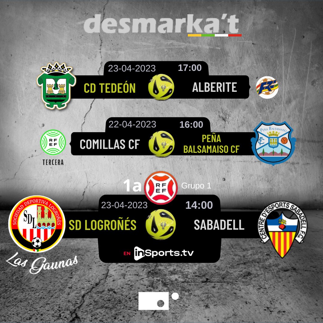 Partidos de la semana equipos Desmarka't #LaRioja

#1aRFEF #3aRFEF #PrimeraFederación