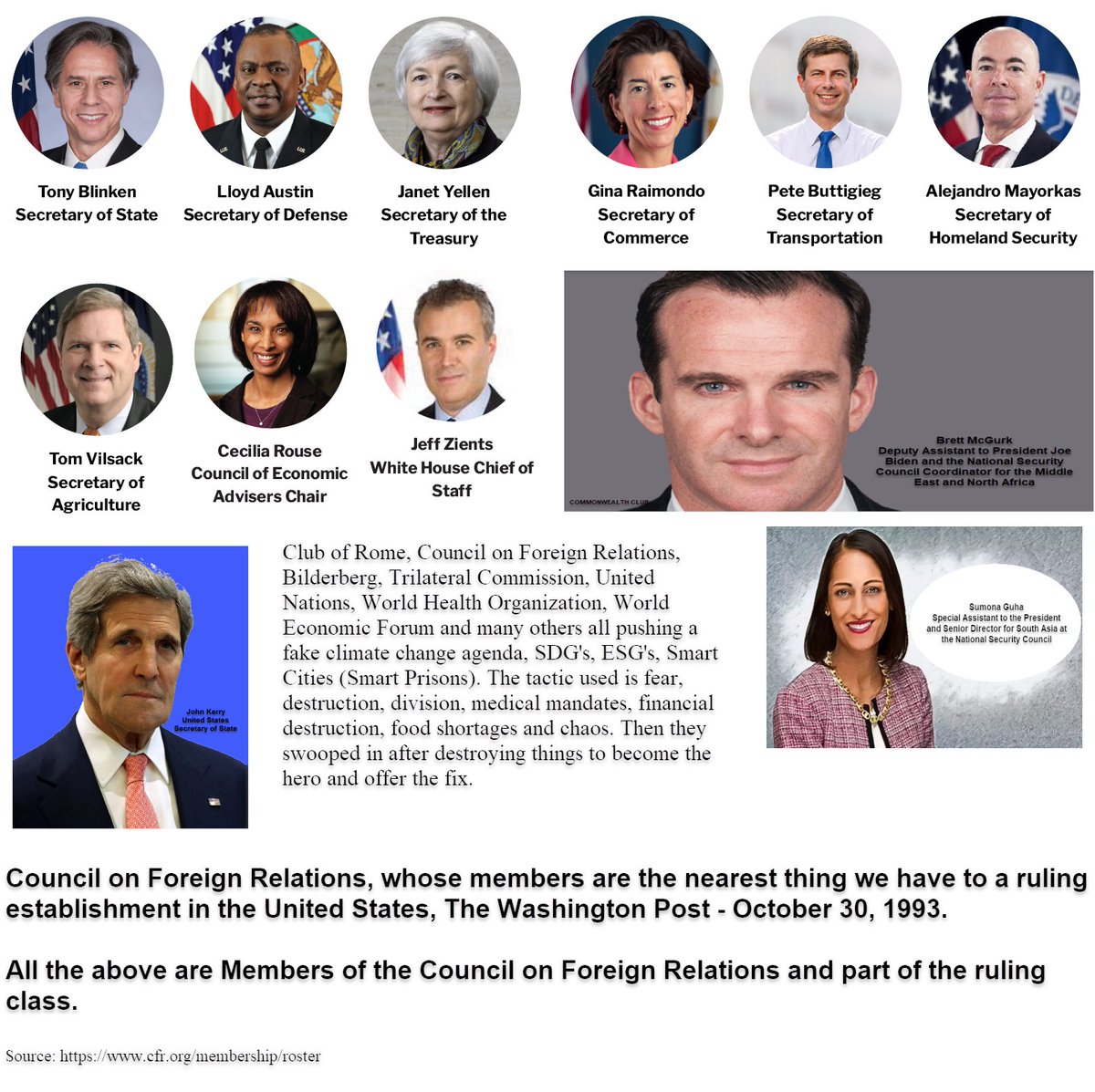 GraftedIn2's tweet photo. Okay, I think I need to stop digging. This rabbit hole is getting deep. No wonder they don't want Trump in the White House, he's not part of the established elite. But look here… There are a lot in Biden's cabinet who are members of the Council on Foreign Relations. This is only a small list.

Check it out for yourself… The image is sourced.