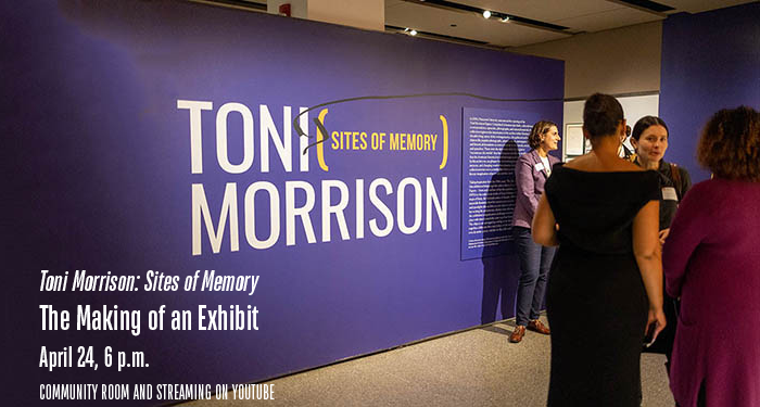 PrincetonPL's tweet photo. Autumn Womack and the curatorial team for "Toni Morrison: Sites of Memory" give a behind the scenes account of the three years of research and work that went into the creation of the exhibit on Monday 4/24 at 6 pm in our community room. 

Full details: https://t.co/S4SCI02xCF https://t.co/pVhuIH9382