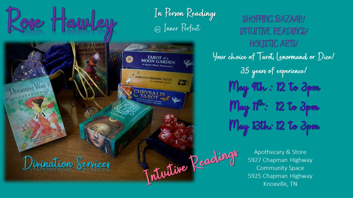 KnoxvilleRose's tweet photo. 🍃May Calendar
@TempleofmaatK

Some Online
Some at Inner Perfect

#witch #ceremonialmagician #seer #intuitive #clairaudient #clairsentient #psychic #tarot #divination #occult #qabalah #ceremonialmagick #magick #witchcraft #runes #lenormand #oracles #intuitivecounseling https://t.co/DNjNVqPBs0