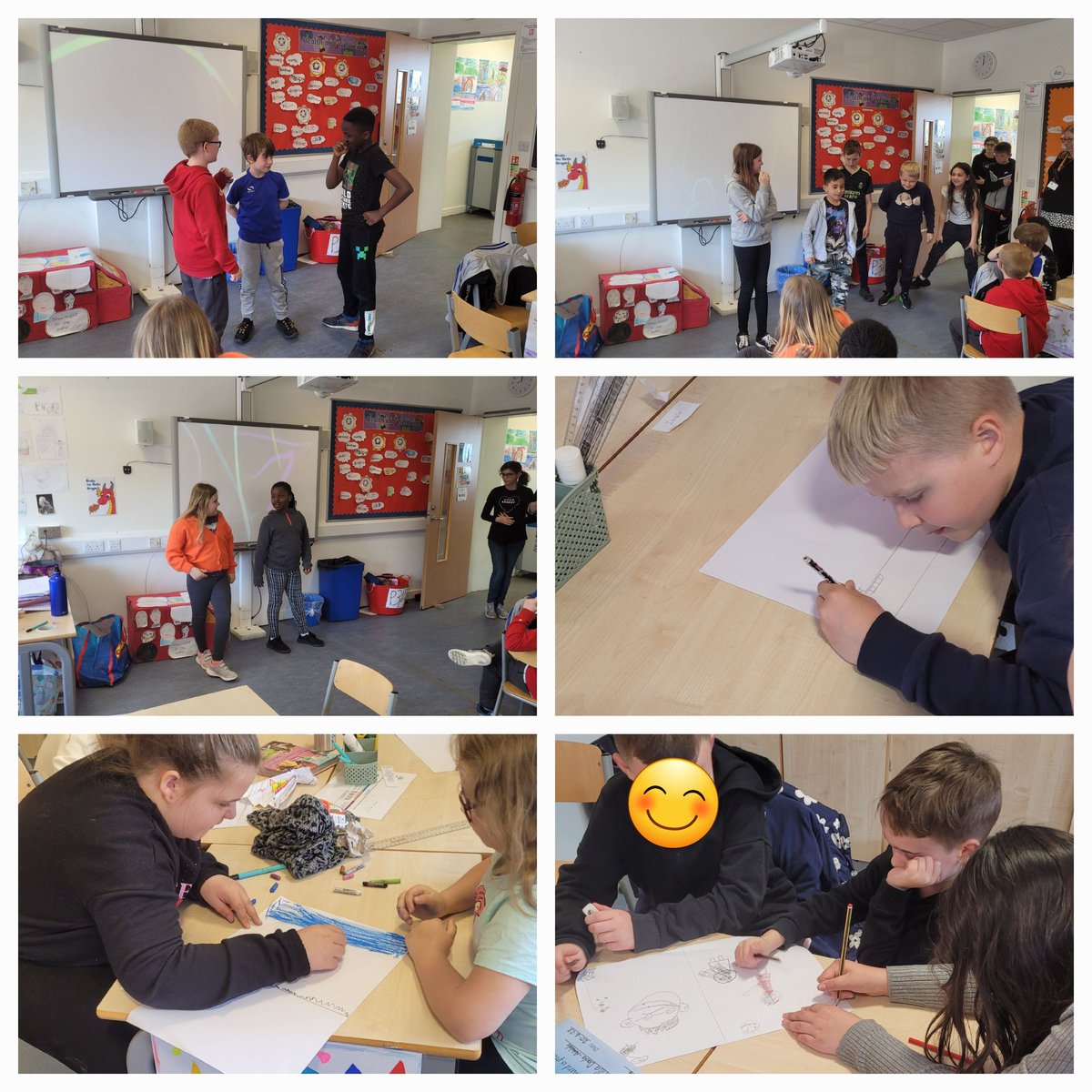 MrSteel84's tweet photo. P3/4 had a lovely time today with @P6Seaton creating art and drama pieces. @SeatonPSchool https://t.co/S1I9hR4U7p