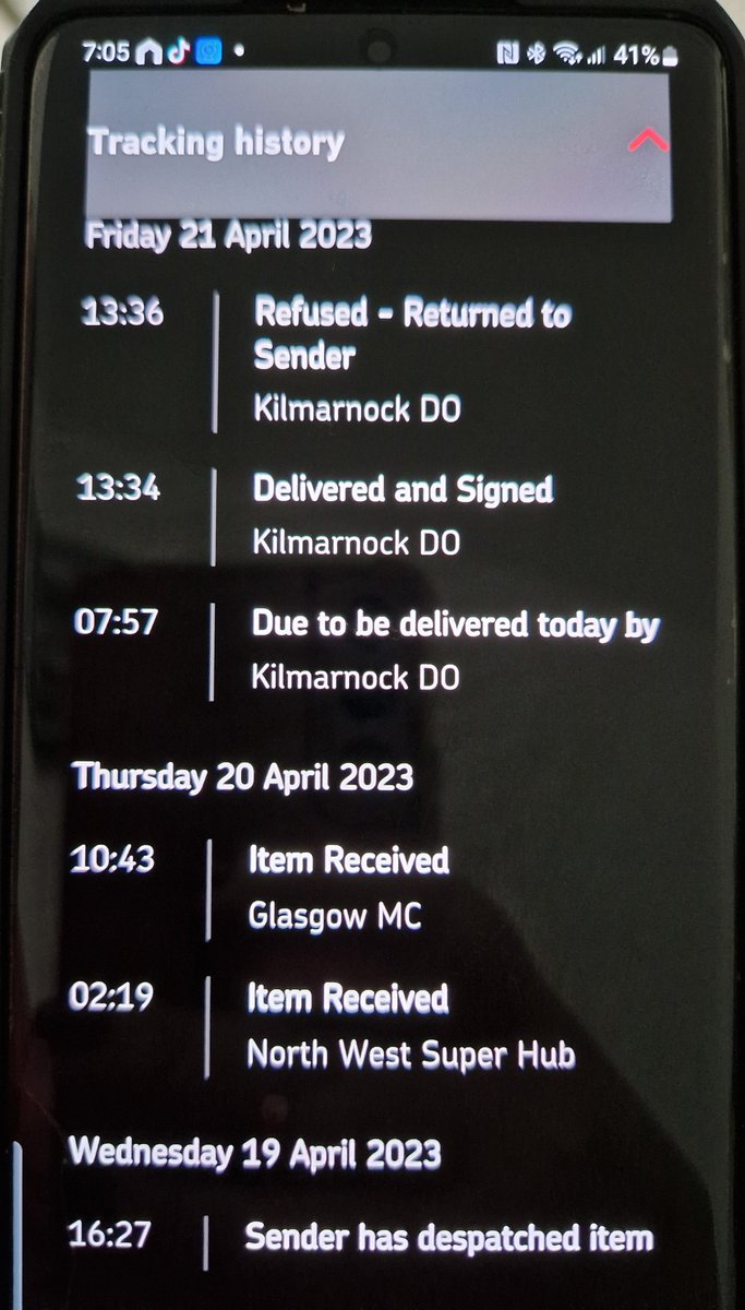 mandiimccall's tweet photo. @RoyalMailHelp @RoyalMail Why does my boyfriends parcel say delivered and signed then parcel been returned to sender because the parcel was refused when we weren't even in the house ? And It's been signed by someone else ?? We have a camera and no-one has been near the house https://t.co/ImXB11Yj7n