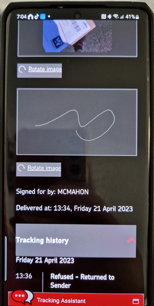 mandiimccall's tweet photo. @RoyalMailHelp @RoyalMail Why does my boyfriends parcel say delivered and signed then parcel been returned to sender because the parcel was refused when we weren't even in the house ? And It's been signed by someone else ?? We have a camera and no-one has been near the house https://t.co/ImXB11Yj7n