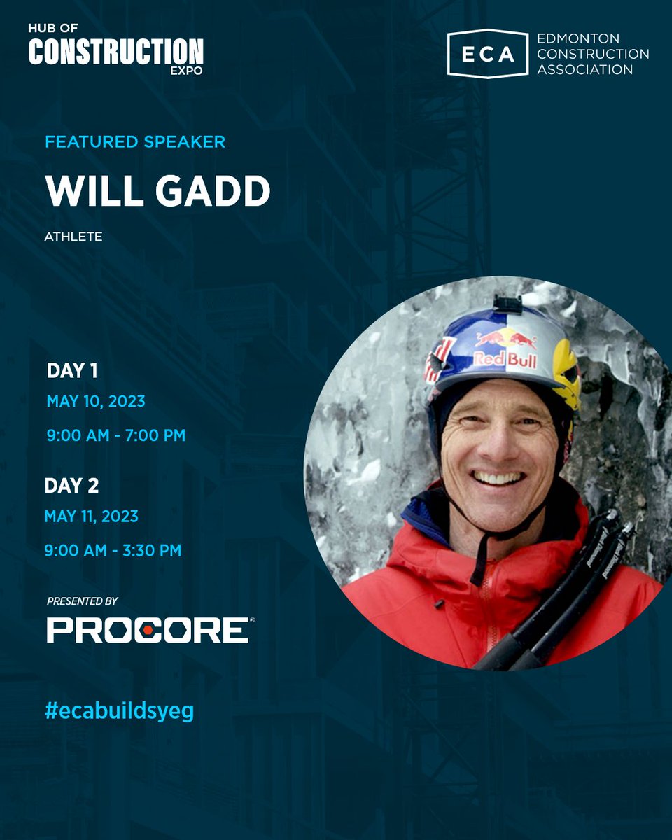 ECAbuildsYEG's tweet photo. Will Gadd is one of the top adventure athletes in the world. Gadd's presentations on "Risk and Reward" and related topics take him all over the world to speak to audiences ranging from Nike and Enbridge to at-risk youth. He is a National Geographic " Adventurer of the year" and recently became the first person to climb a frozen Niagara Falls.

Everyone who registers between now and this Friday, April 21 will be entered into a draw for a free foursome at any of our upcoming 2023 golf tournaments, which are currently all sold out.

Get your tickets at - https://t.co/qNPm5A3XRg

#ecabuildsyeg