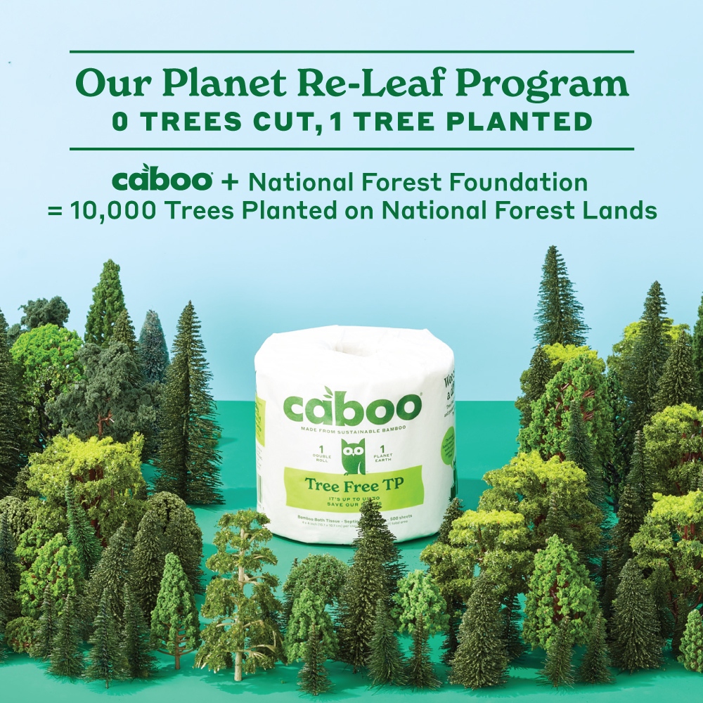 Last year, Caboo launched its Planet Re-Leaf Program. Working with the National Forest Foundation, we planted 10,000 trees. We &amp; the forests thank you for choosing tree-free. Learn more: bit.ly/43NTfXh